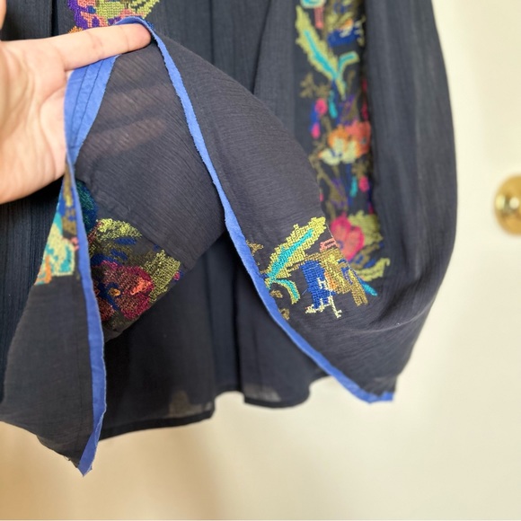 NWOT Free People Cotton Embroidered Strap Dress, Navy Blue/Multi - Picture 7 of 9